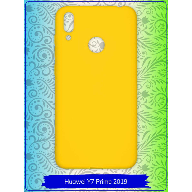 Чехол для Huawei Y7 Prime 2019. Силиконовый. Желтый.