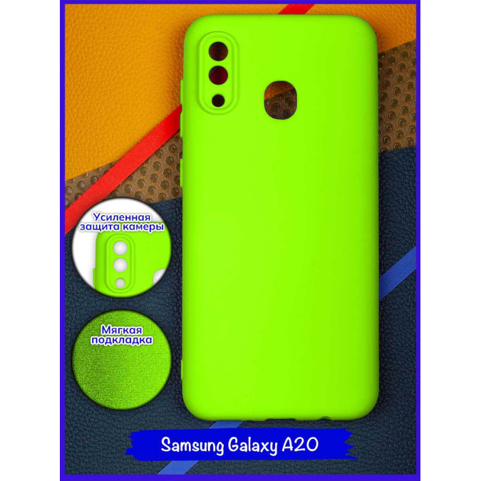 Чехол для Samsung Galaxy A30. Soft touch premium. Ярко-зеленый.