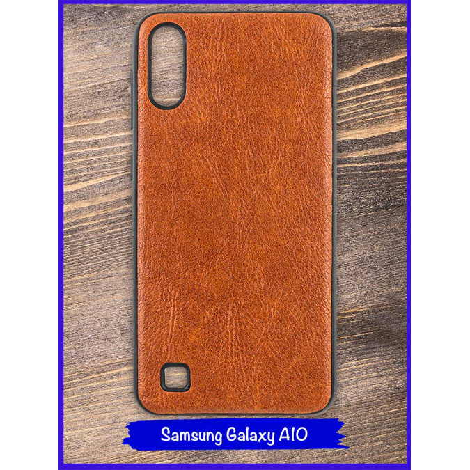 Чехол для Samsung Galaxy A10. Экокожа. Светло-коричневый.