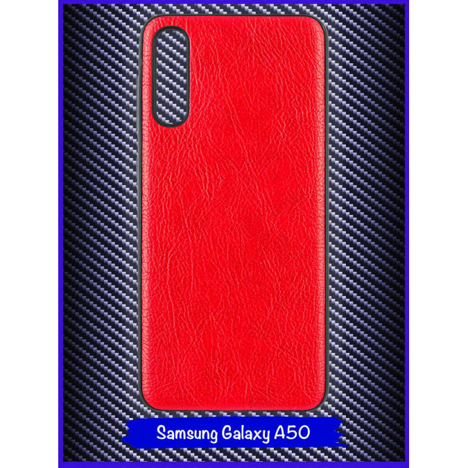 Чехол для Samsung Galaxy A50. Экокожа. Красный.