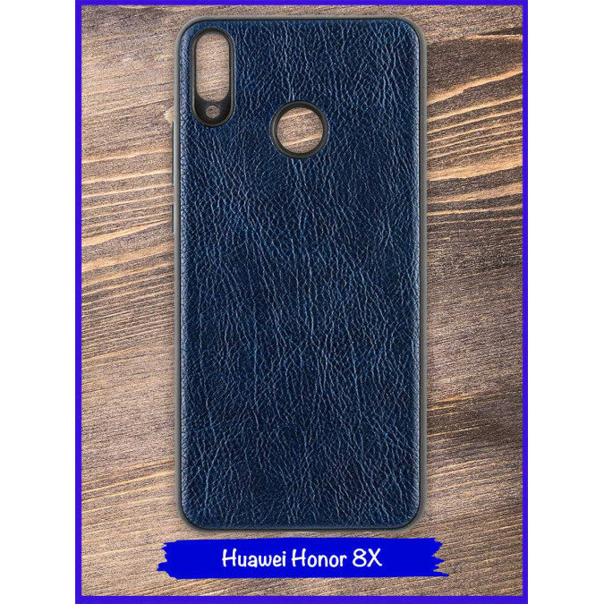 Чехол для Huawei Honor 8X. Экокожа. Темно-синий.