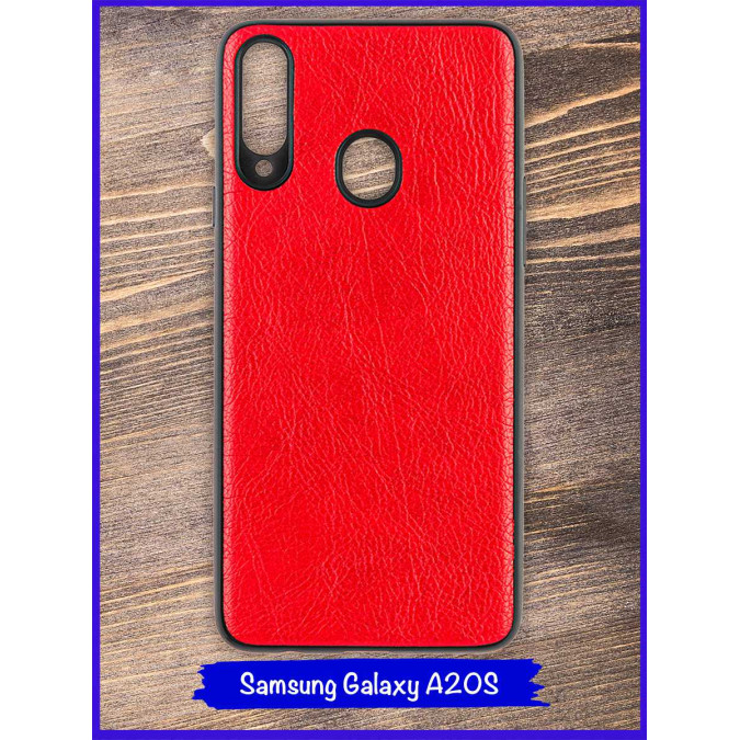 Чехол для Samsung Galaxy A20S (A207). Экокожа. Красный.