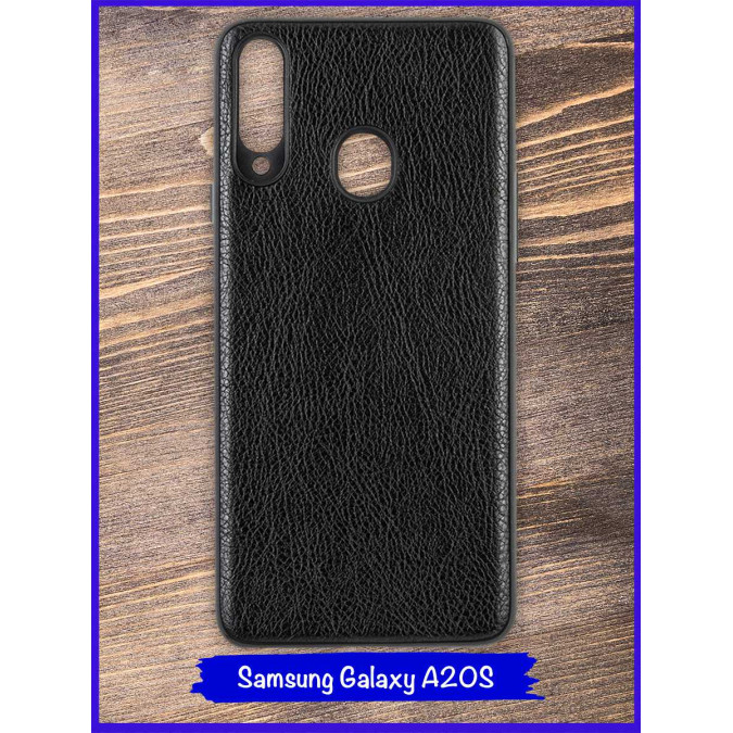 Чехол для Samsung Galaxy A20S (A207). Экокожа. Черный.