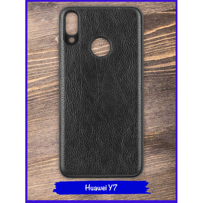 Чехол для Huawei Y7 2019. Экокожа. Черный.