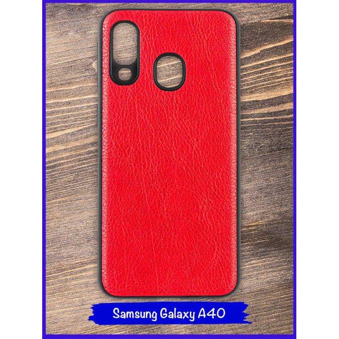 Чехол для Samsung Galaxy A40. Экокожа. Красный.