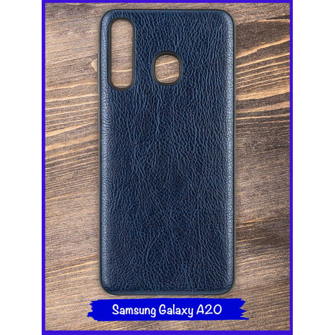 Чехол для Samsung Galaxy A30. Экокожа. Темно-синий.