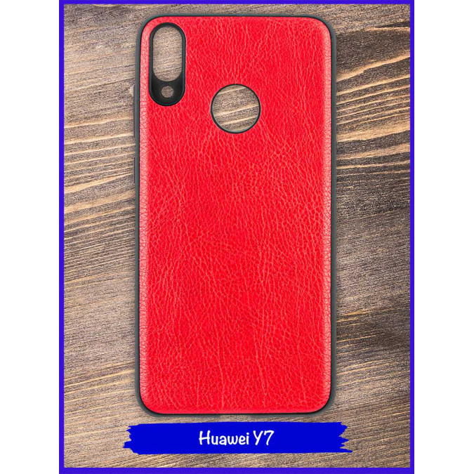 Чехол для Huawei Y7 2019. Экокожа. Красный.