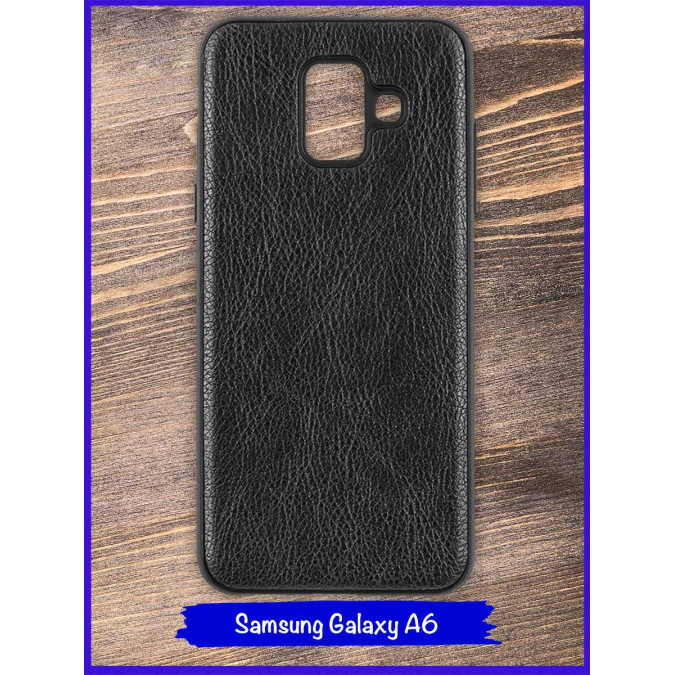 Чехол для Samsung Galaxy A6 2018. Экокожа. Черный.