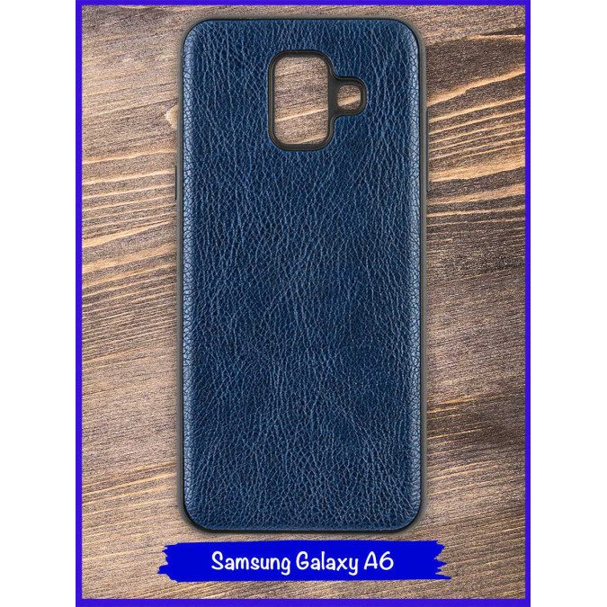 Чехол для Samsung Galaxy A6 2018. Экокожа. Темно-синий.