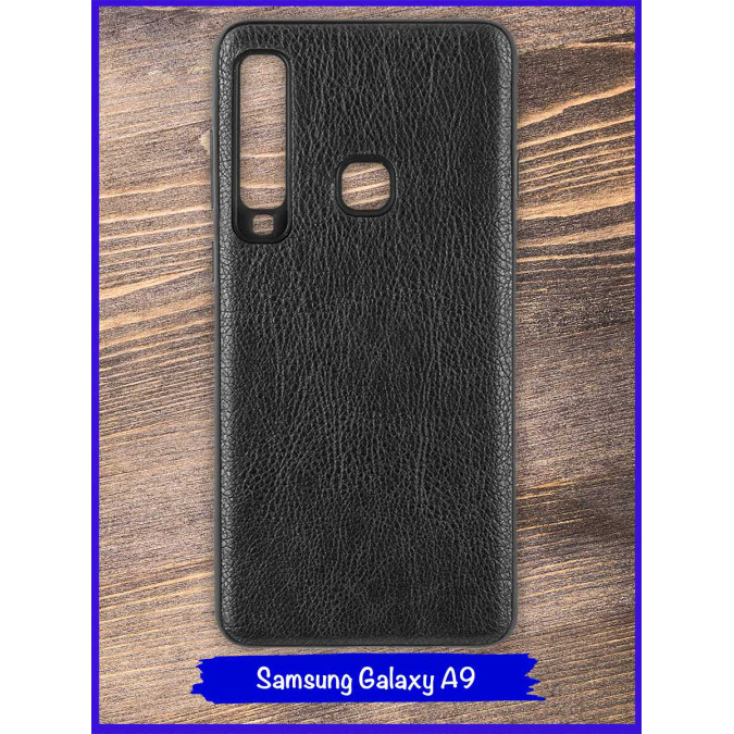 Чехол для Samsung Galaxy A9 2018. Экокожа. Черный.