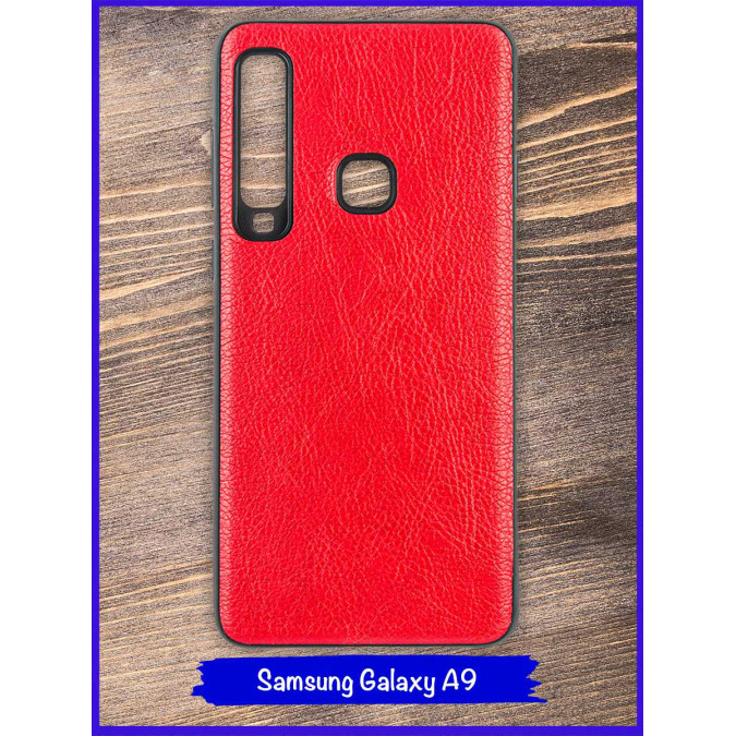 Чехол для Samsung Galaxy A9 2018. Экокожа. Красный.