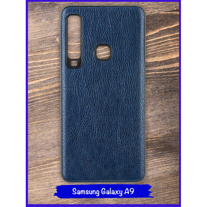 Чехол для Samsung Galaxy A9 2018. Экокожа. Темно-синий.