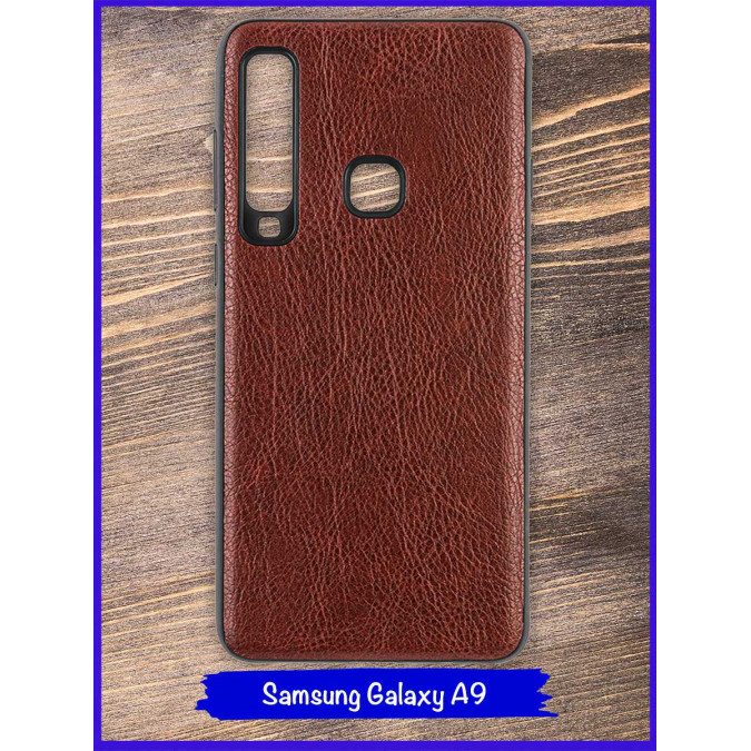 Чехол для Samsung Galaxy A9 2018. Экокожа. Коричневый.