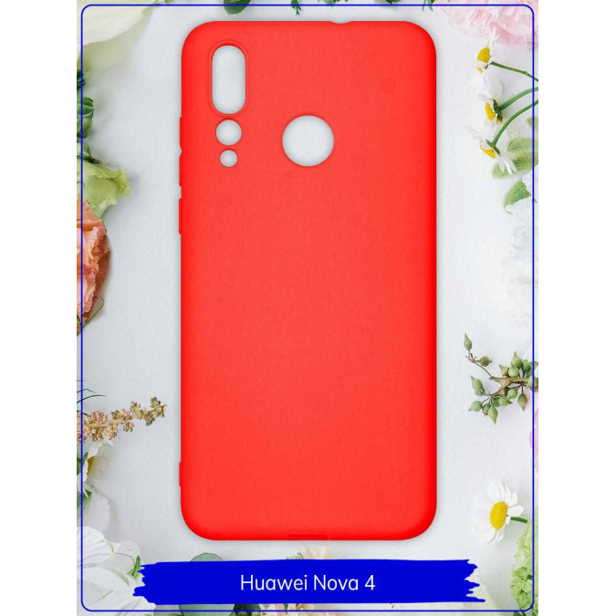 Чехол для Huawei Nova 4. Силиконовый. Красный.