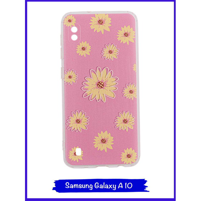 Чехол дизайнерский для Samsung Galaxy A10. Желтые на розовом.