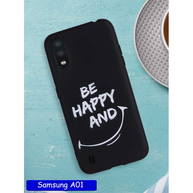 Чехол дизайнерский для Samsung Galaxy A01. Be happy and smile.