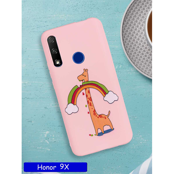 Чехол дизайнерский для Huawei Honor 9X / Huawei P Smart Z / Huawei Y9 Prime 2019. Жираф с радугой.