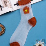 Носки женские длинные. Цветок. Сетка. Тип36. Оранжевый.