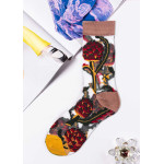 Носки женские длинные. Цветок. Сетка. Тип38. Микс.