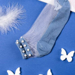 Носки женские короткие. Жемчуг. Сетка. Тип41. Синий.