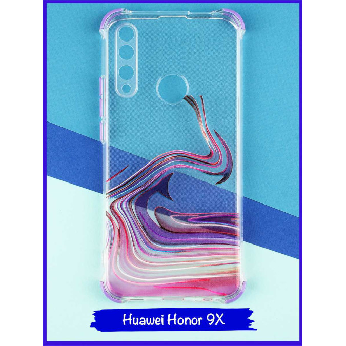 Чехол дизайнерский антишок для Huawei Honor 9X / Huawei P Smart Z / Huawei Y9s / Huawei Y9 Prime 2019. Акварель. Фиолетовый.