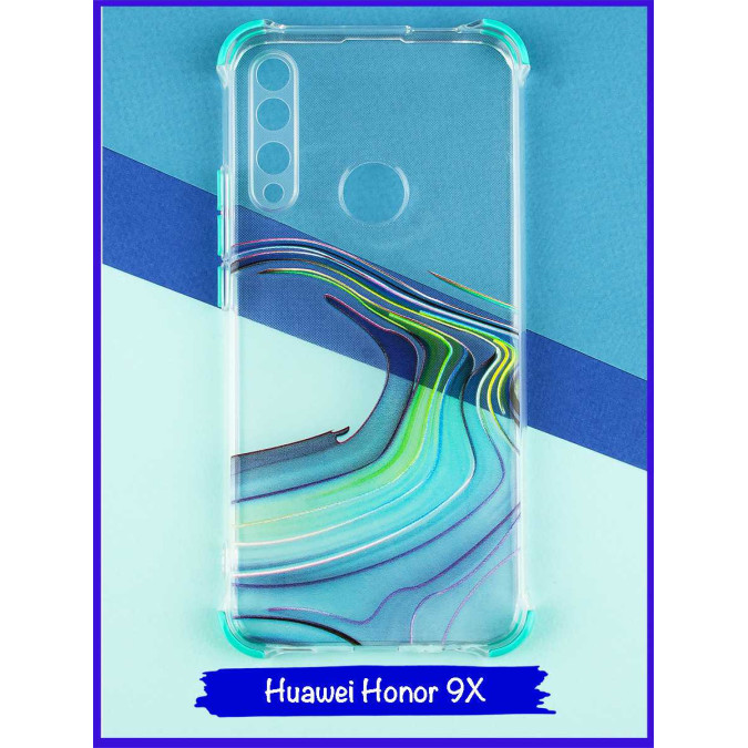 Чехол дизайнерский антишок для Huawei Honor 9X / Huawei P Smart Z / Huawei Y9s / Huawei Y9 Prime 2019. Акварель. Зеленый.