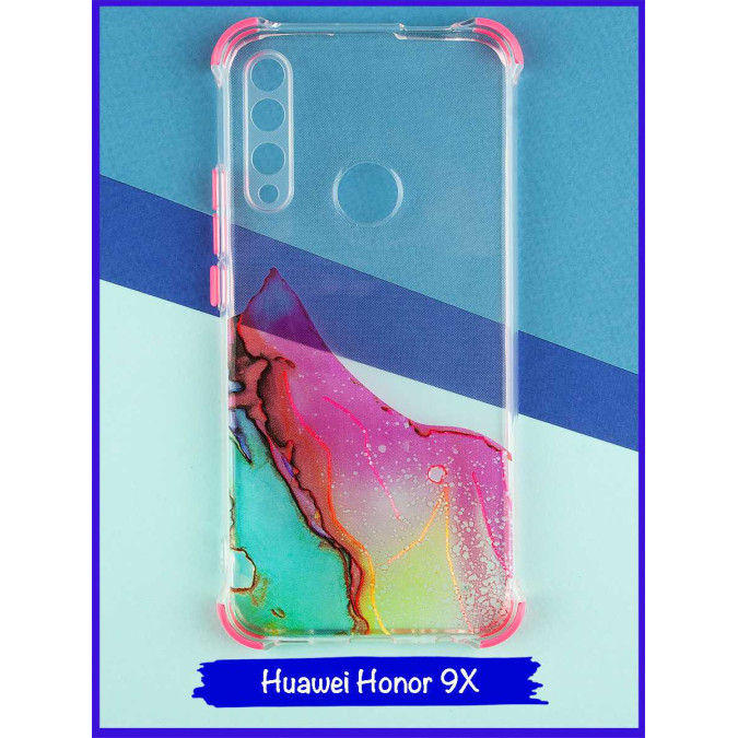 Чехол дизайнерский антишок для Huawei Honor 9X / Huawei P Smart Z / Huawei Y9s / Huawei Y9 Prime 2019. Акварель. Розовый.