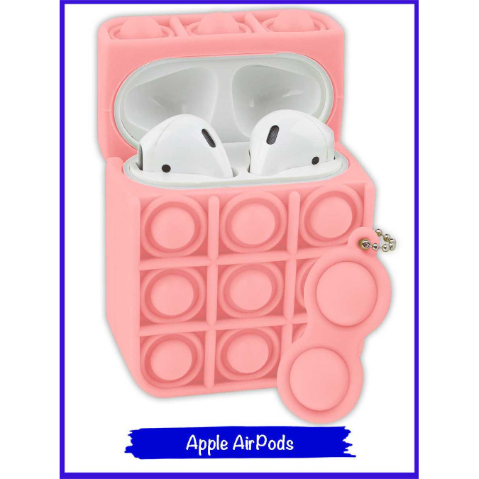 Чехол дизайнерский для AirPods. Pop-it кружок. Пудровый.