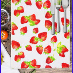 Коврик для сушки посуды. Клубника. Белый. Коврик для сушки посуды. Клубника. Белый.