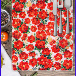 Коврик для сушки посуды. Розы. Белый.