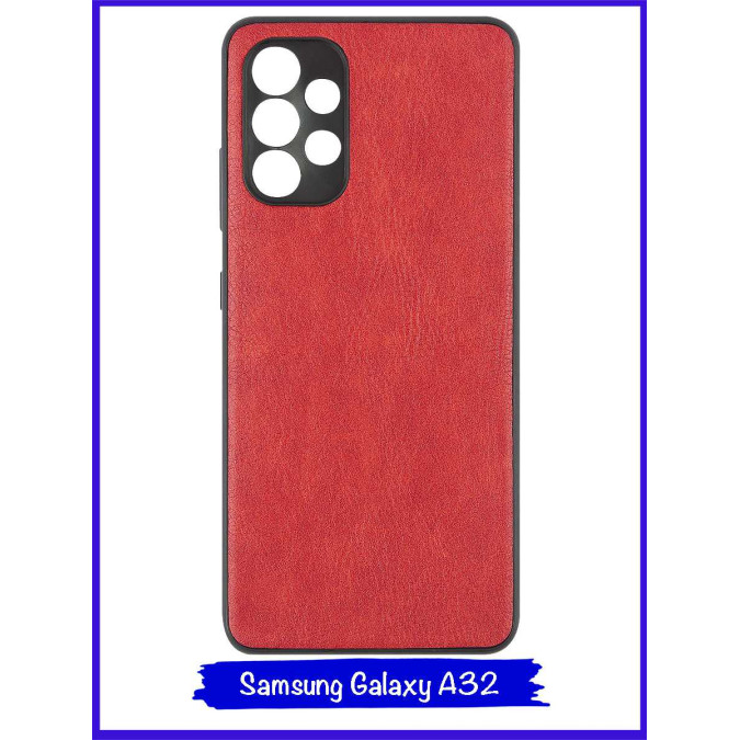 Чехол для Samsung Galaxy A32. Экокожа. Красный.