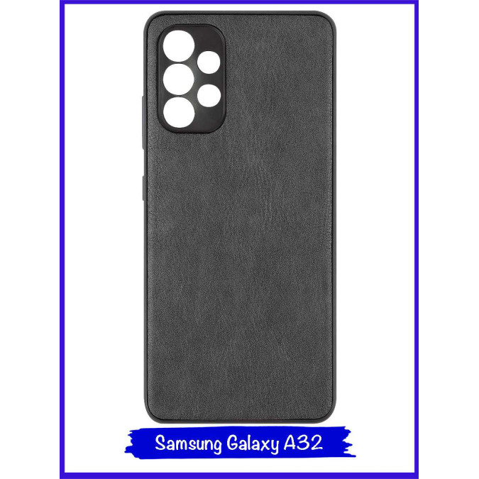 Чехол для Samsung Galaxy A32. Экокожа. Черный.