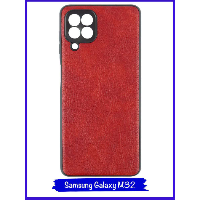 Чехол для Samsung Galaxy M32. Экокожа. Красный.