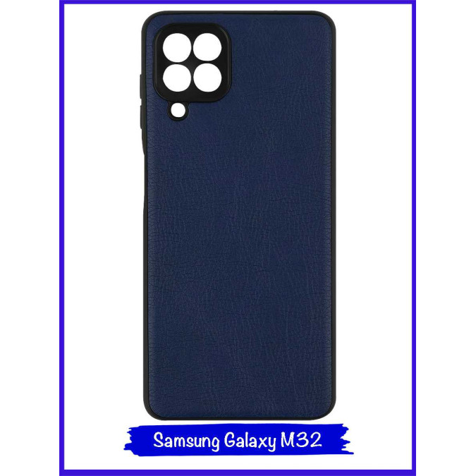 Чехол для Samsung Galaxy M32. Экокожа. Темно-синий.