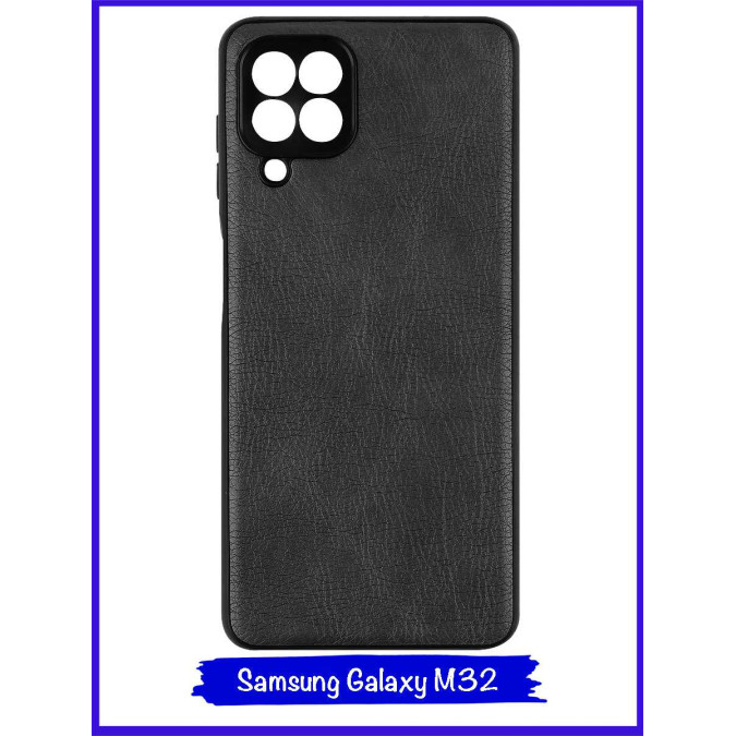 Чехол для Samsung Galaxy M32. Экокожа. Черный.