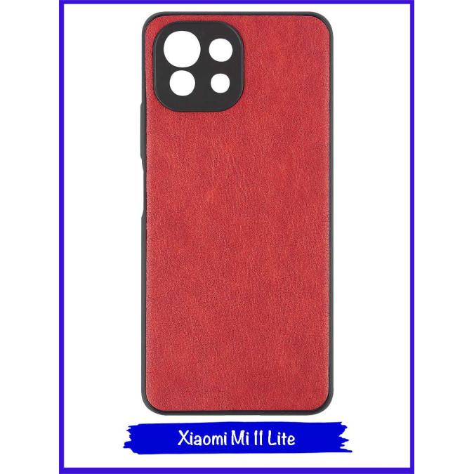 Чехол для Xiaomi Mi 11 Lite. Экокожа. Красный.