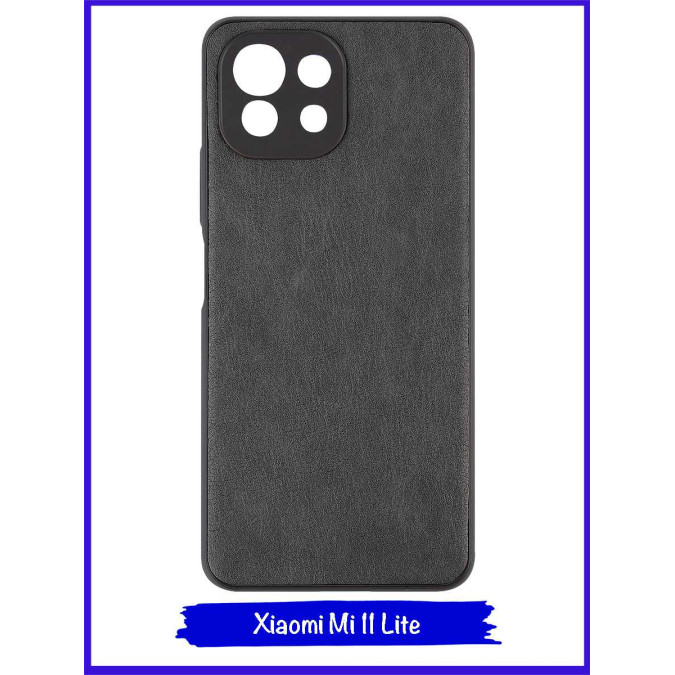 Чехол для Xiaomi Mi 11 Lite. Экокожа. Черный.