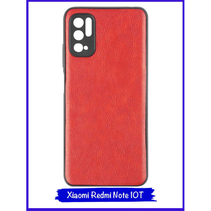 Чехол для Xiaomi Redmi Note 10T. Экокожа. Красный.