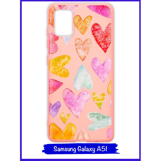 Чехол для Samsung Galaxy A51. Soft touch premium. Сердца.