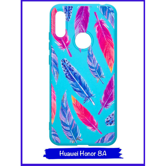 Чехол для Huawei Honor 8A / Huawei Y6s (2019) / Huawei Y6 Prime (2019). Soft touch premium. Перья.