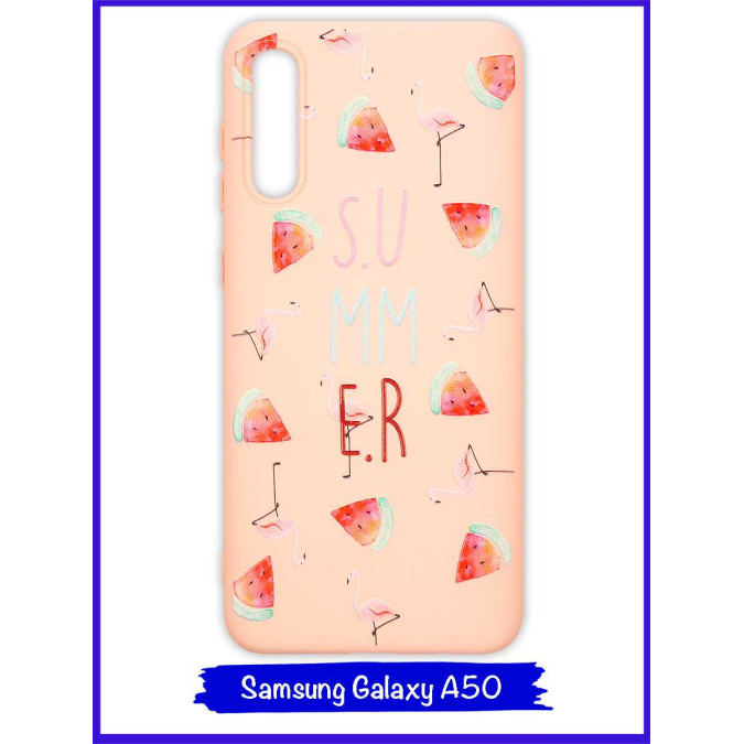 Чехол для Samsung Galaxy A50. Soft touch premium. Summer / арбузы.