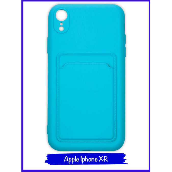 Чехол для Apple Iphone XR. Soft touch premium. Карман. Голубой.