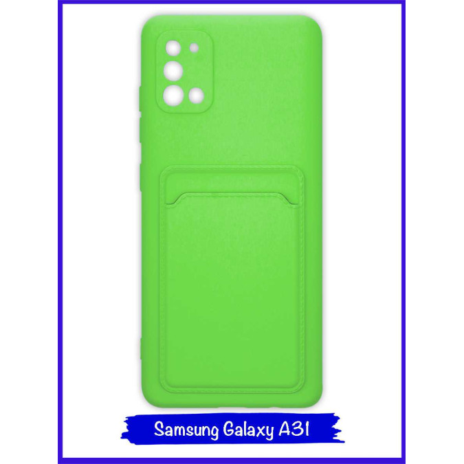 Чехол для Samsung Galaxy A31. Soft touch premium. Карман. Ярко-зеленый.