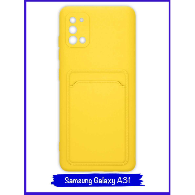 Чехол для Samsung Galaxy A31. Soft touch premium. Карман. Желтый.