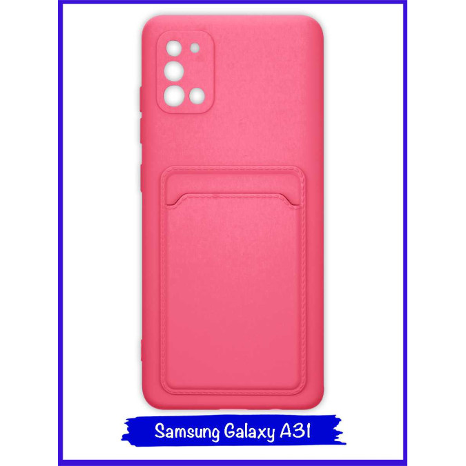 Чехол для Samsung Galaxy A31. Soft touch premium. Карман. Розовый.