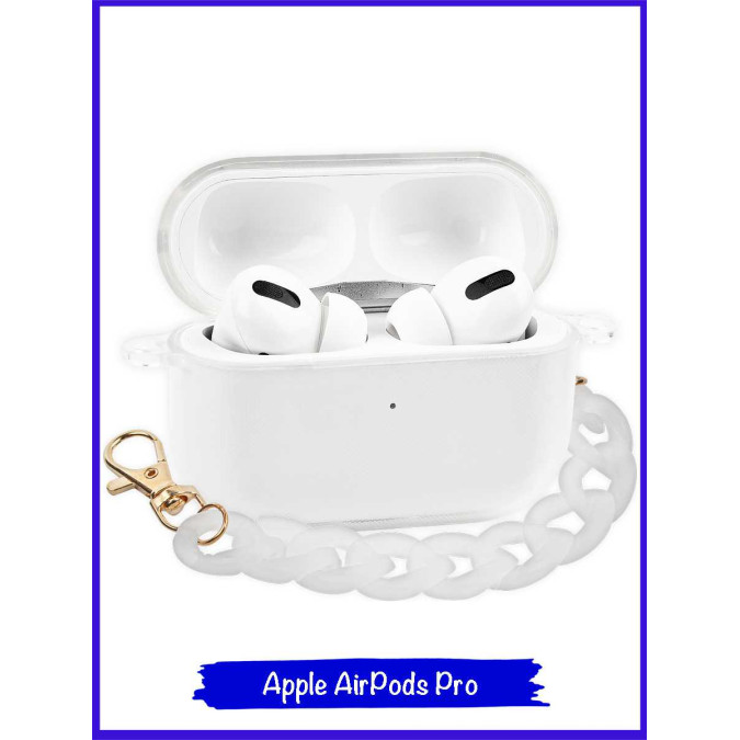 Чехол для Airpods Pro с цепочкой. Прозрачный.