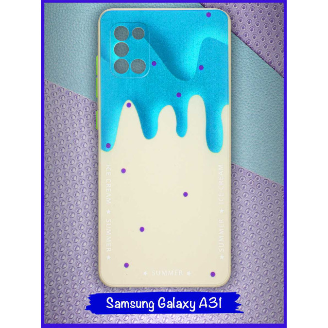 Чехол дизайнерский Icecream для Samsung Galaxy A31. Голубой.