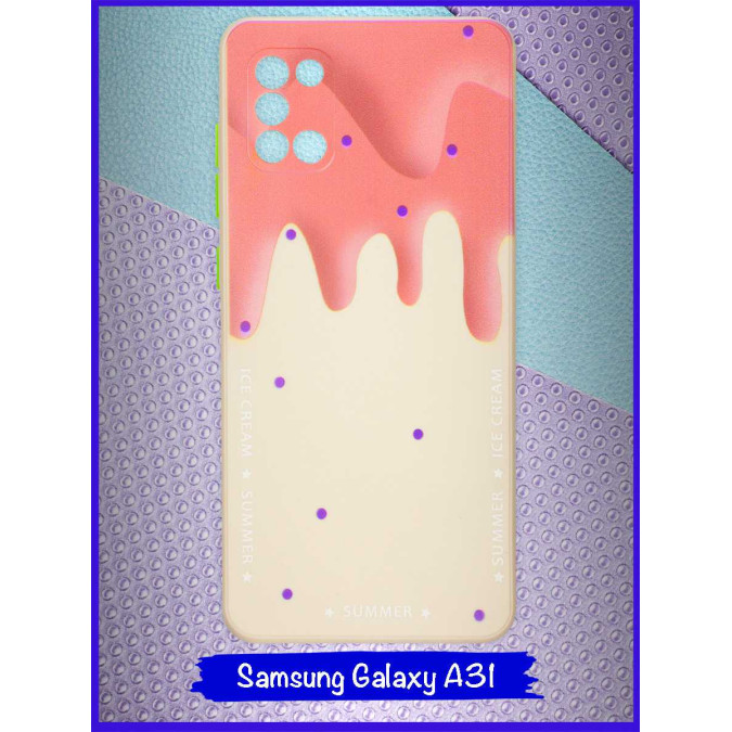 Чехол дизайнерский Icecream для Samsung Galaxy A31. Персиковый.