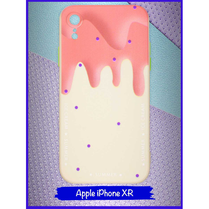 Чехол дизайнерский Icecream для Apple Iphone XR. Персиковый.