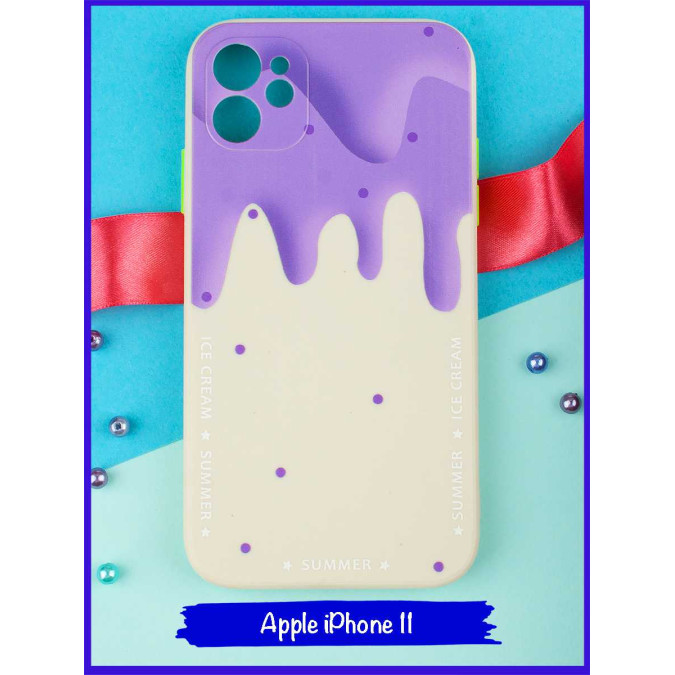 Чехол дизайнерский Icecream для Apple Iphone 11. Фиолетовый.